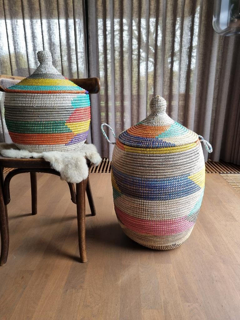 Afrikaanse opbergmand van zeegras uit Senegal, Mand, Rond, Nieuw, Ophalen of Verzenden