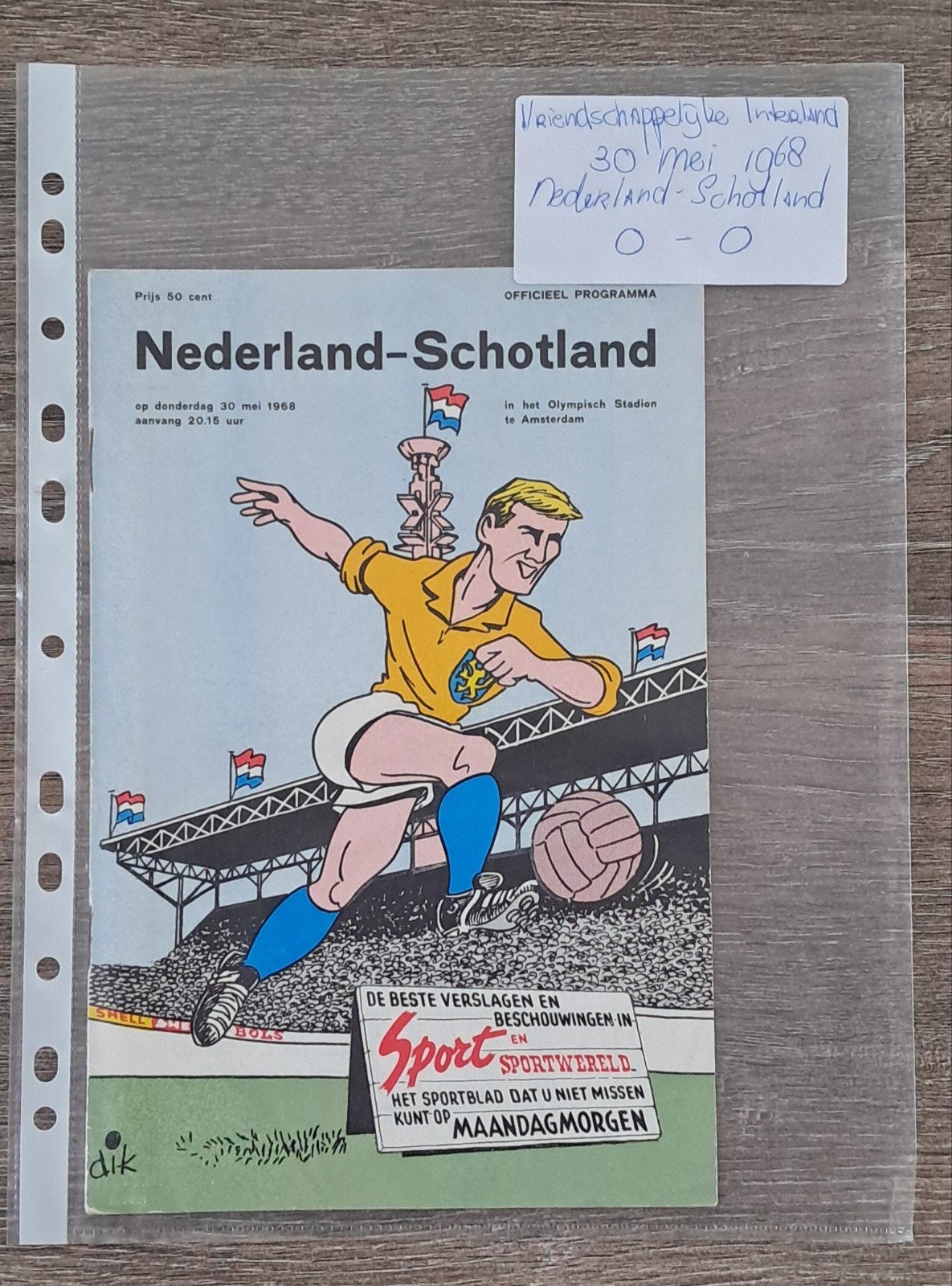 Officieel Programma Nederland-Schotland 1968 Voetbal, Ophalen of Verzenden