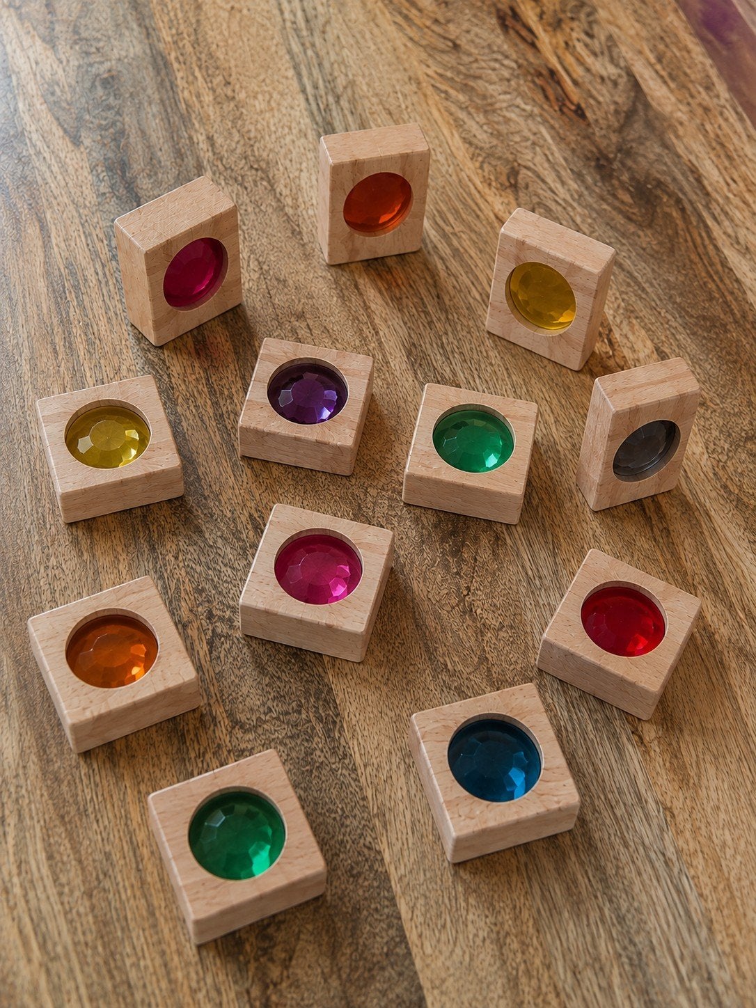 Houten speelblokken met gekleurde vensters, Ophalen of Verzenden, Gebruikt, Overige merken