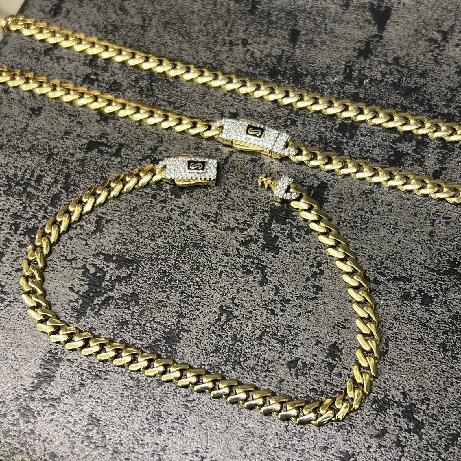 18 karaat gouden set ketting armband monaco chain, Ophalen of Verzenden, Nieuw, Goud