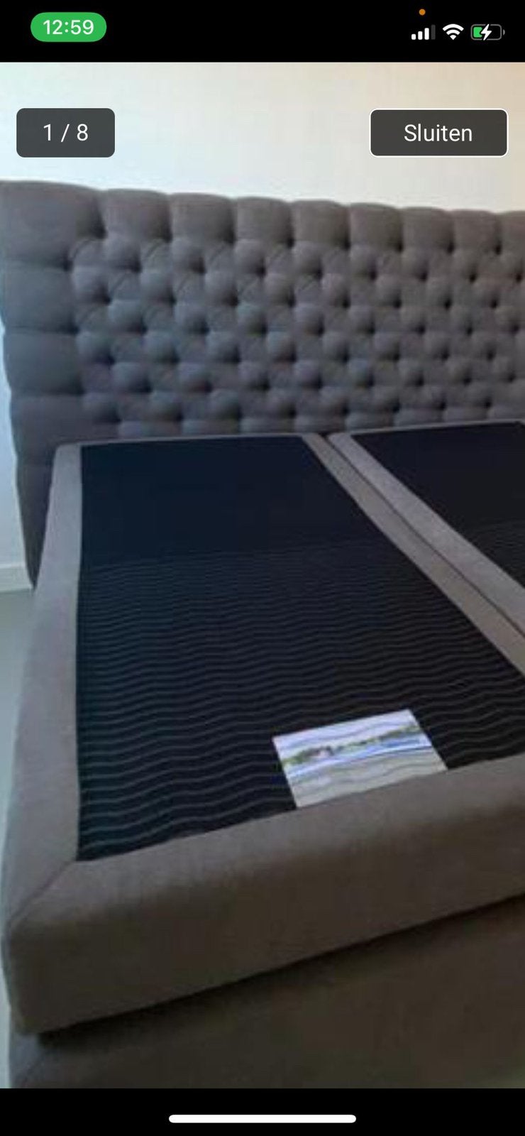 Boxspring bed, Bruin, Tweepersoons, Ophalen of Verzenden, Zo goed als nieuw
