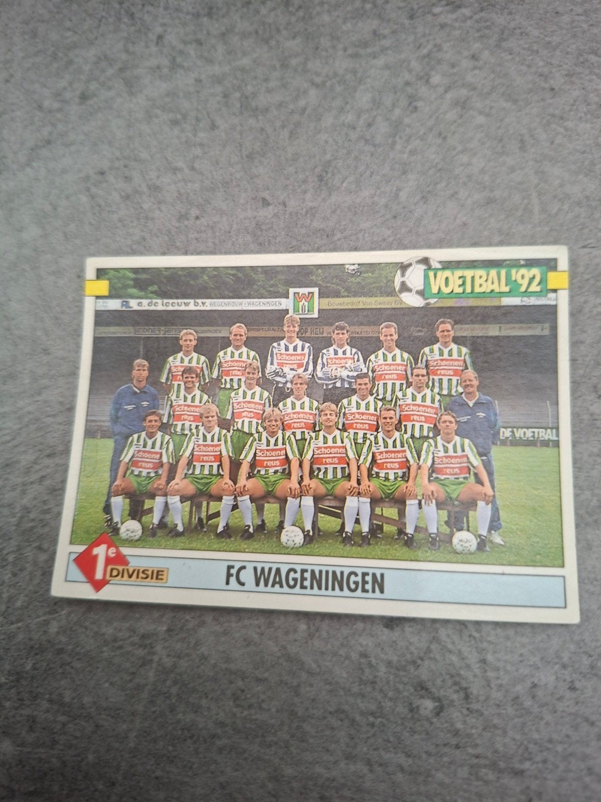 Panini sticker Voetbal 92. Teamfoto FC Wageningen., Ophalen of Verzenden, Zo goed als nieuw, Sticker