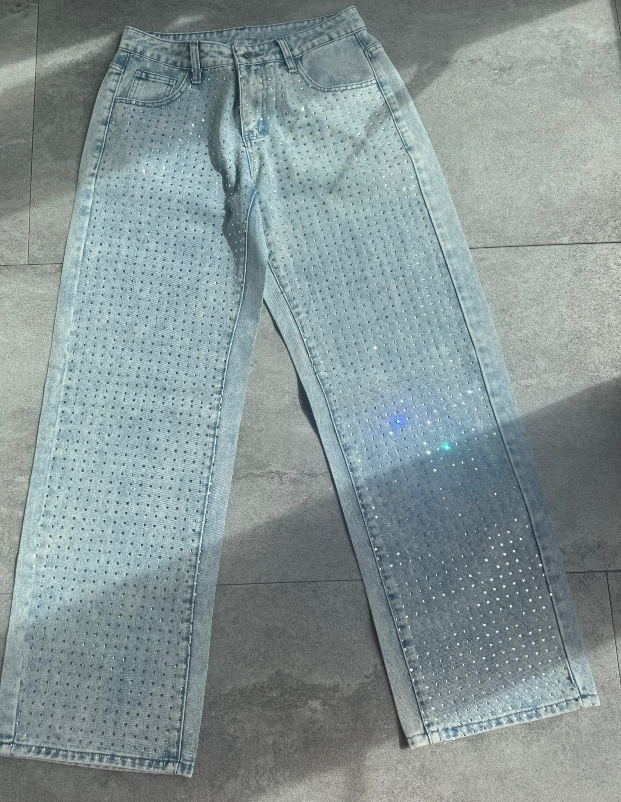 Glitter spijkerbroek. Mt: 29.  25 euro., Ophalen of Verzenden, Nieuw, Blauw
