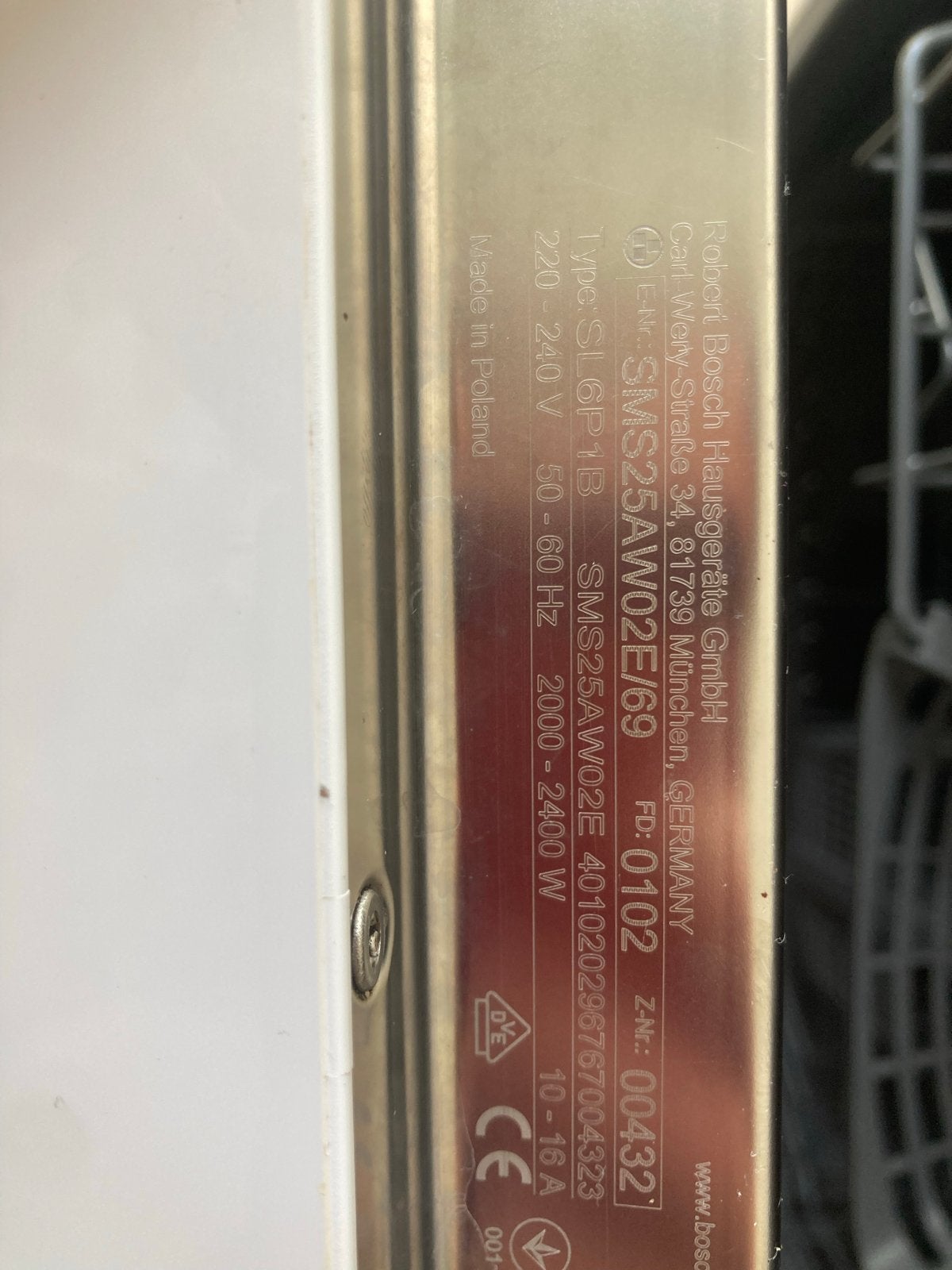 Bosch SMS25AW02E/69 Vrijstaande Vaatwasser Wit, Ophalen, 60 cm of meer, Zo goed als nieuw, Energieklasse A of zuiniger