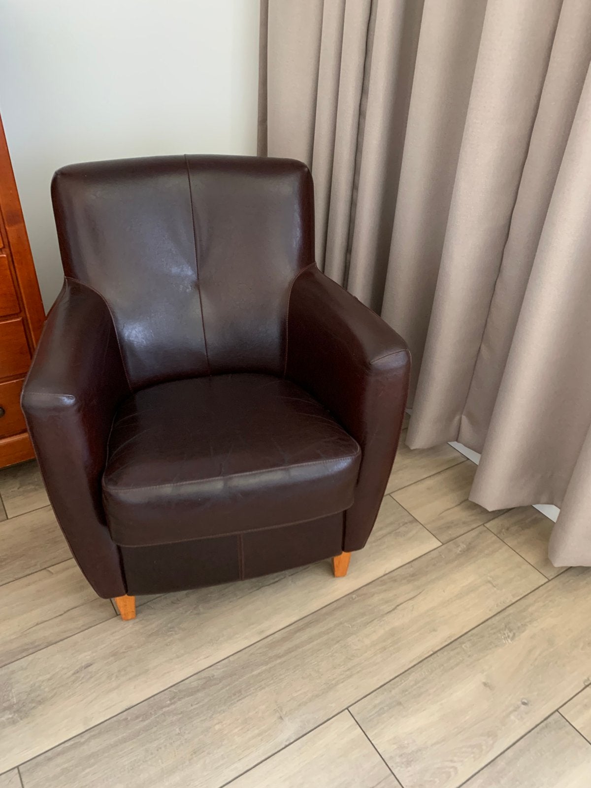 2 Leren fauteuils, Ophalen, Gebruikt, Minder dan 75 cm, Leer