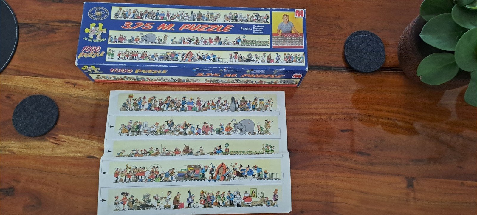 Jan van Haasteren langste puzzel 3,75 m  1000 stukjes, Ophalen of Verzenden, 500 t/m 1500 stukjes, Gebruikt, Legpuzzel