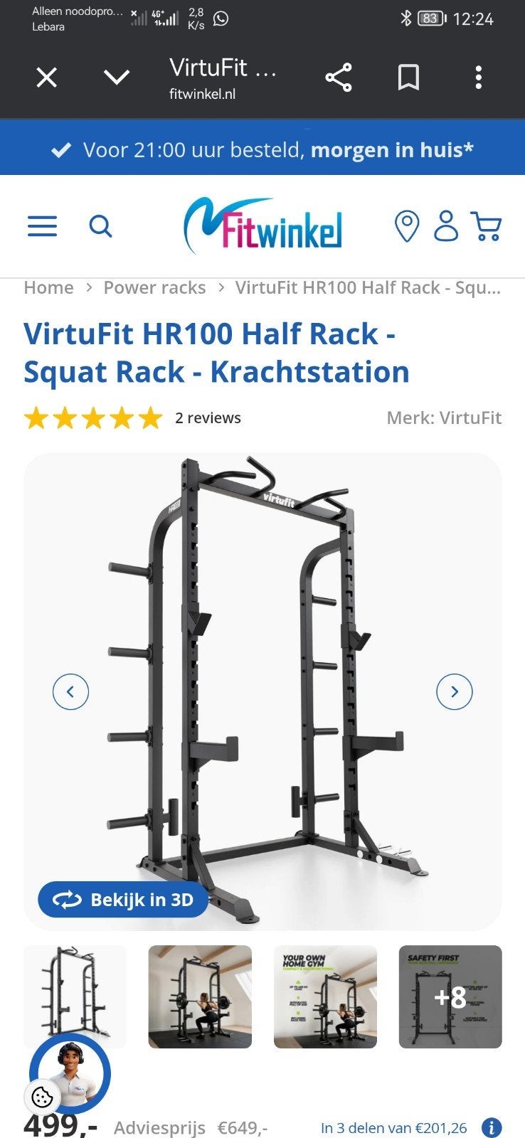 VirtuFit HR100 Half Rack - Squat Rack - Krachtstation, Ophalen of Verzenden, Zo goed als nieuw, Benen, Overige typen