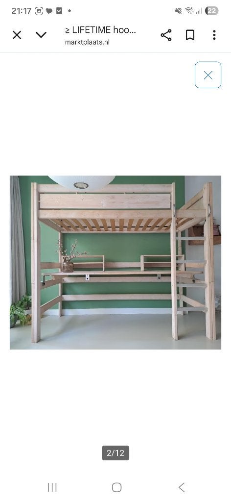 Lifetime hoogslaper+ bureau+ veel extra's, Ophalen, Eenpersoons, 160 tot 180 cm, Zo goed als nieuw