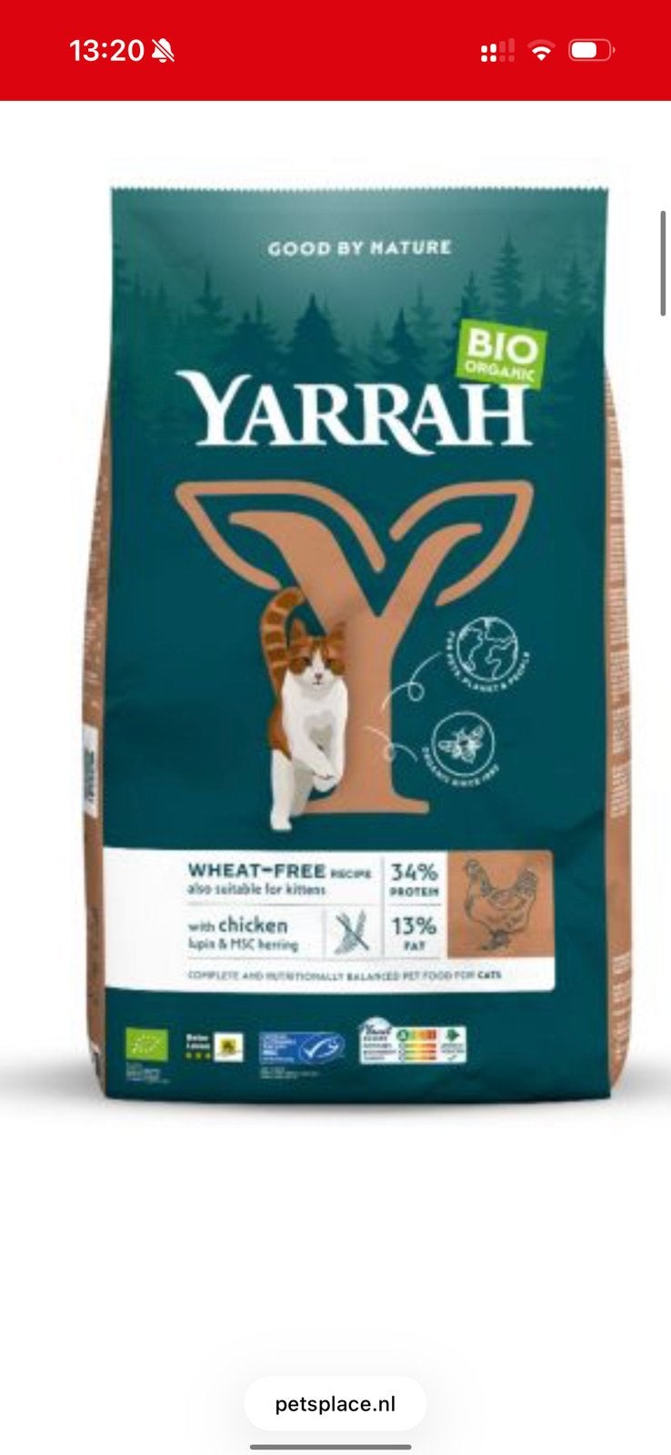 Yarrah kattenvoer droog en nat, Ophalen, Kat