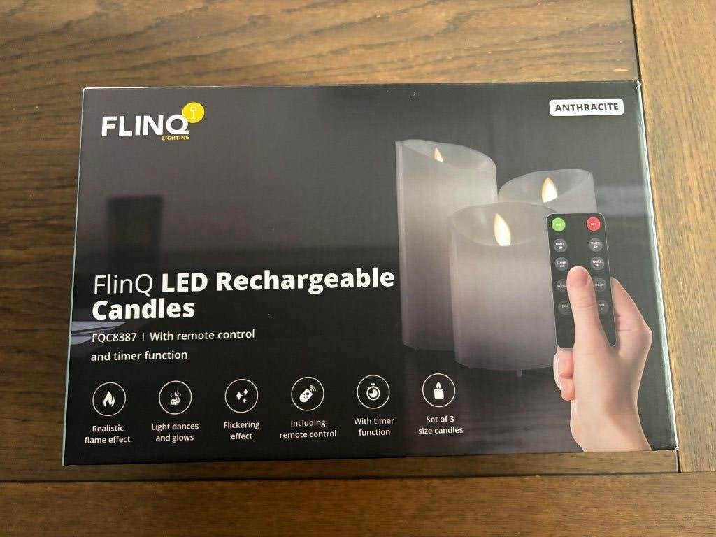 FlinQ Oplaadbare LED Kaarsen 3 stuks NIEUW in doos €12,95, Ophalen of Verzenden, Nieuw, Overige materialen, Kaars