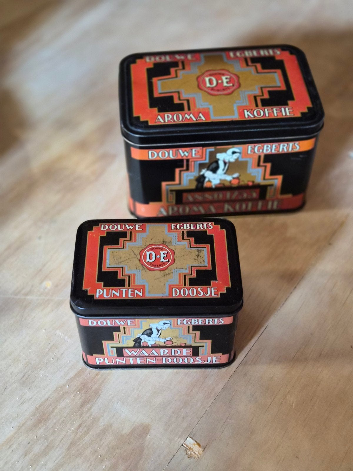 Set van 2 Douwe Egberts vintage blikken, Ophalen of Verzenden