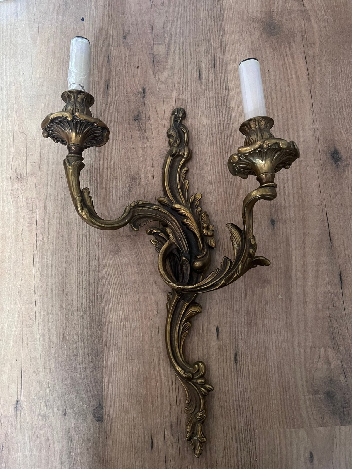 Antieke zware en grote messing wandlamp Louis XV rococo, Huis en Inrichting, Ophalen of Verzenden, Metaal, Overige typen, Goud