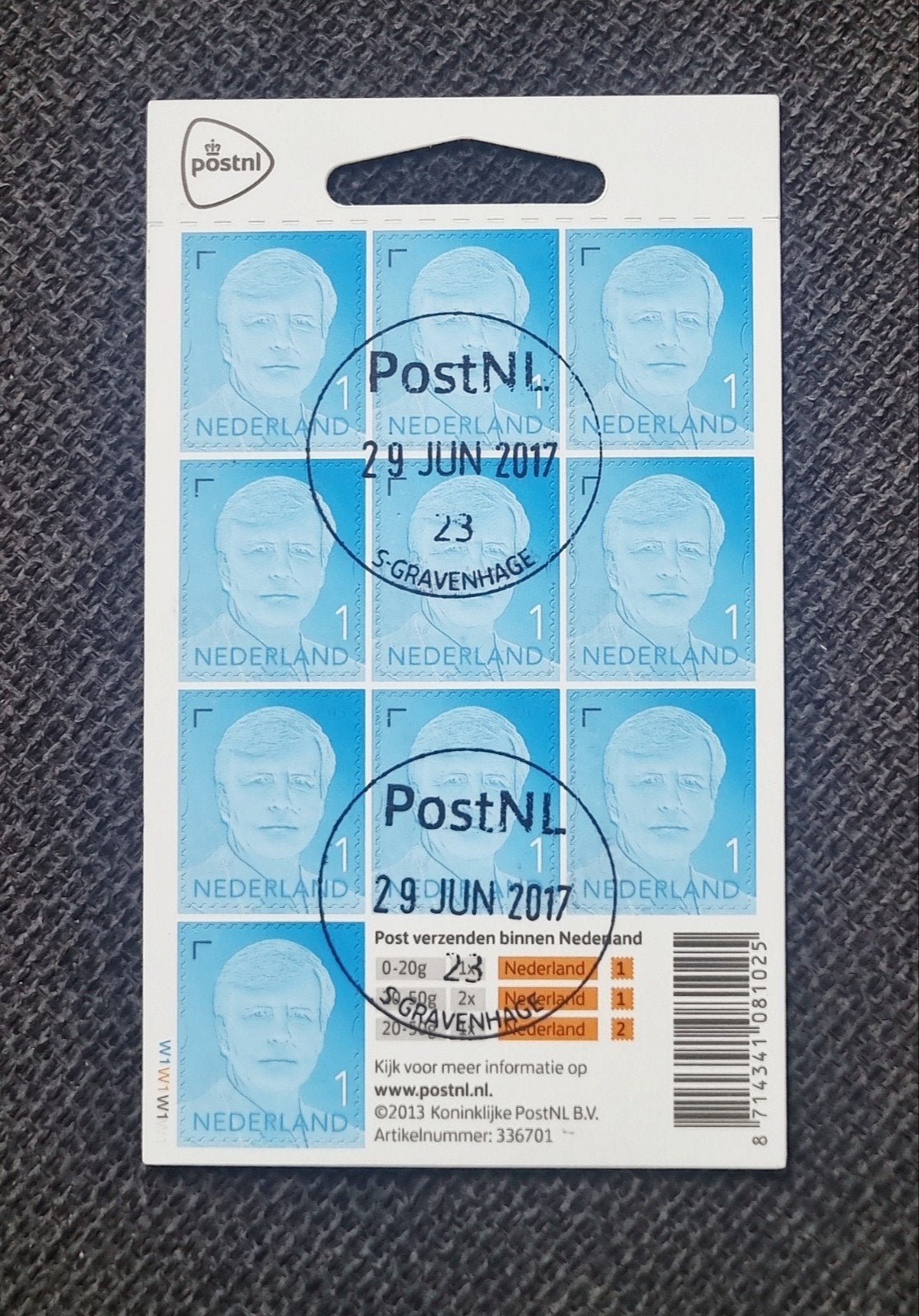 Hangkaartje Koning Willem Alexander NVPH V3135 gestempeld, Ophalen of Verzenden
