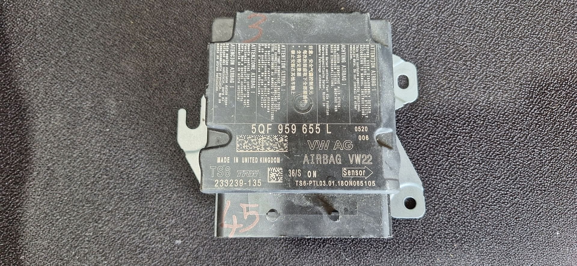 Originele Airbag Stuurmodule Computer VW Tiguan Golf 7 TRW -, Auto-onderdelen, Gebruikt, -, Volkswagen, -