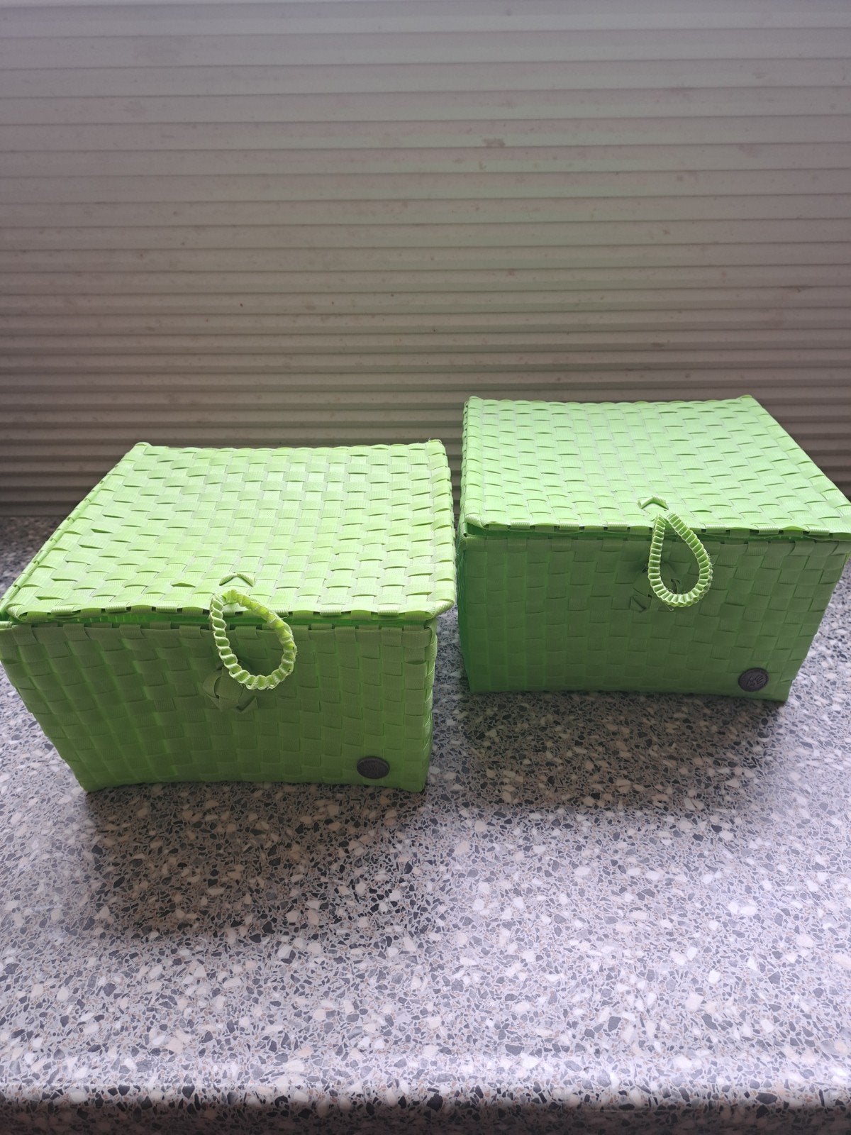 Handed By opbergmand met deksel, Groen, Model Pisa,
2 stuks., Gevlochten, Mand, Vierkant, Ophalen of Verzenden