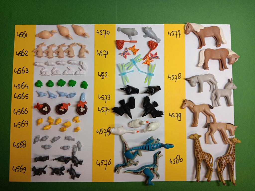 Playmobil Dieren 4561-4579 Libelle Flamingo Raaf Dino Konijn, Verzenden, Gebruikt