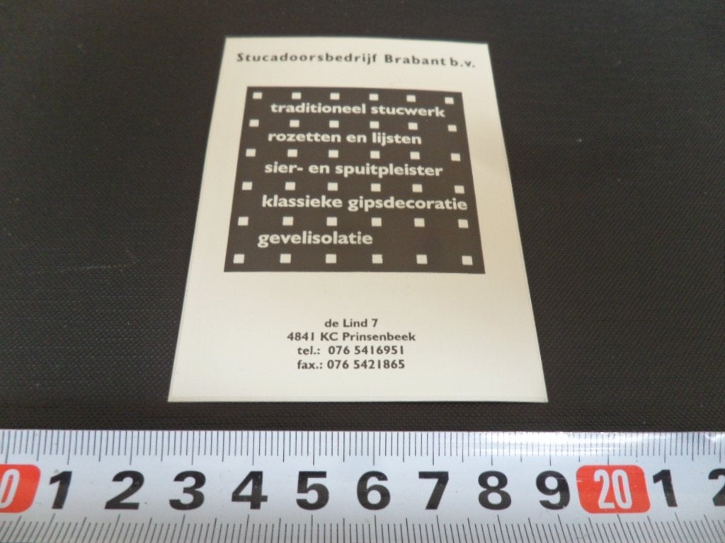 sticker prinsenbeek stucadoorsbedrijf brabant bv de lind 7 *, Ophalen, Zo goed als nieuw