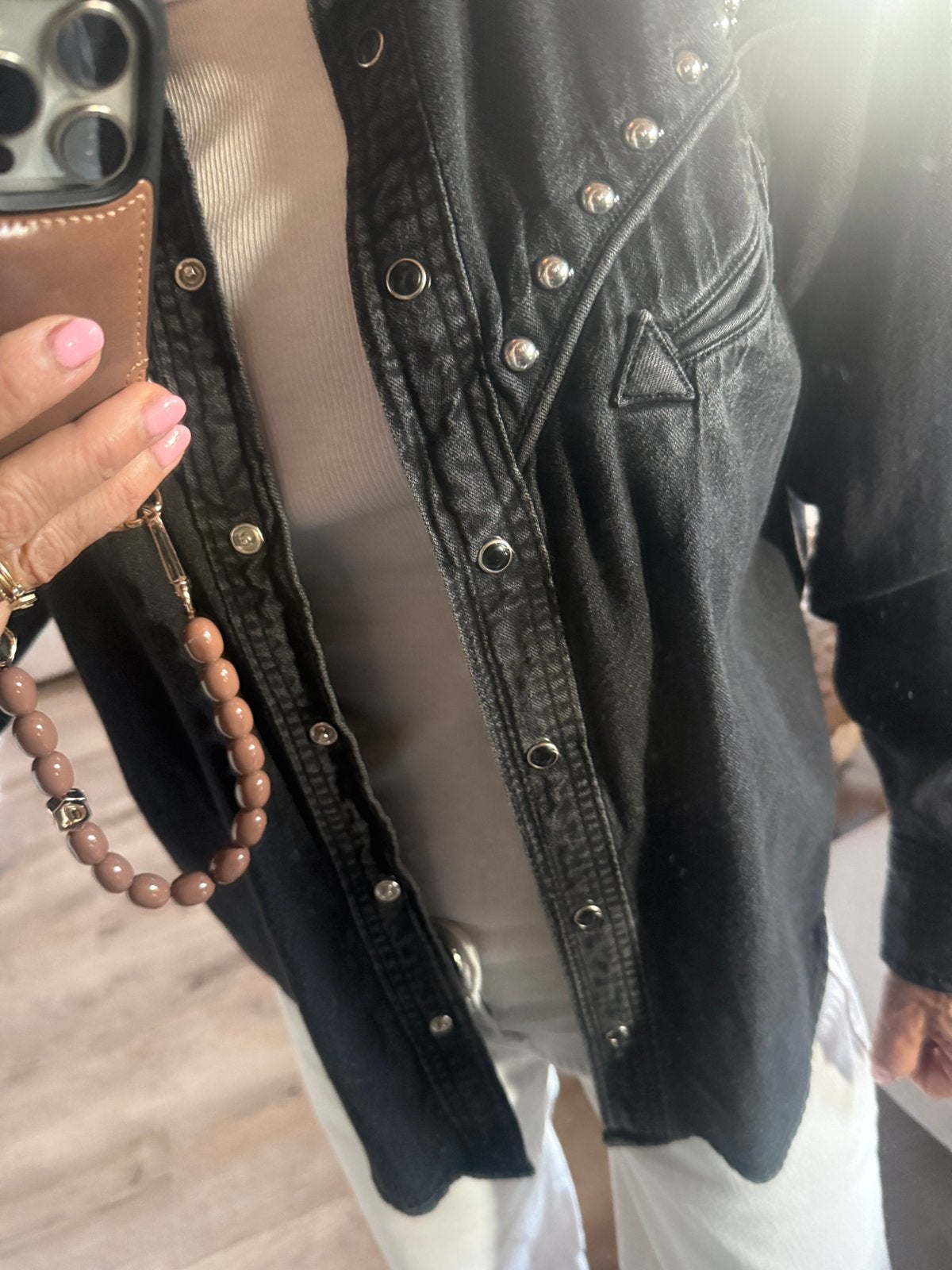 Denim blouse levis met studs, Kleding | Dames, Ophalen of Verzenden, Gedragen, Maat 36 (S), Zwart