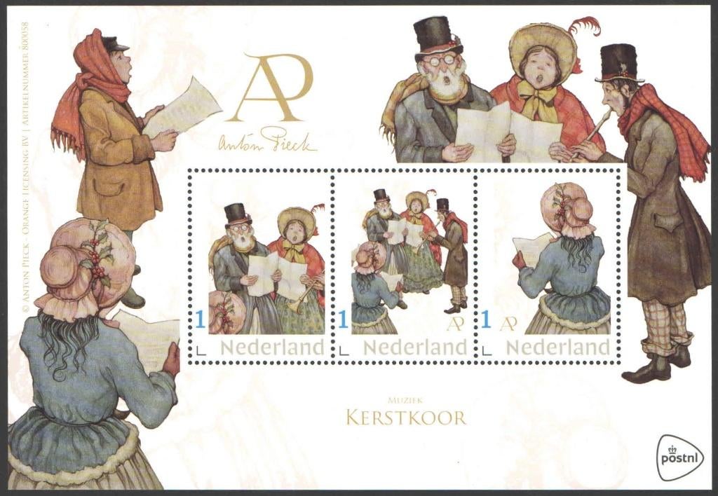 Postzegels Anton Pieck: Kerstkoor, Ophalen of Verzenden, Na 1940, Postfris