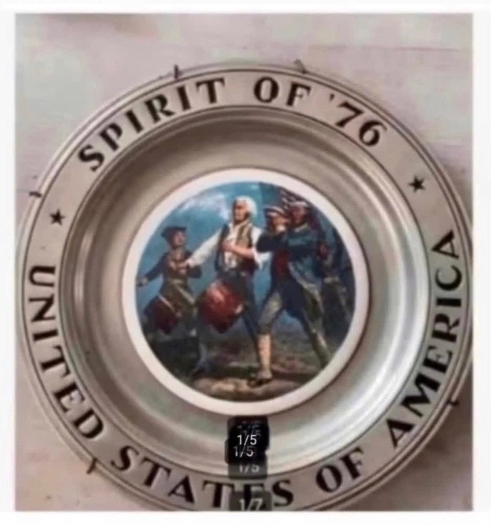 Vintage wandbord Amerika Tin, 28 cm, “Spirit of ‘76”, Ophalen of Verzenden