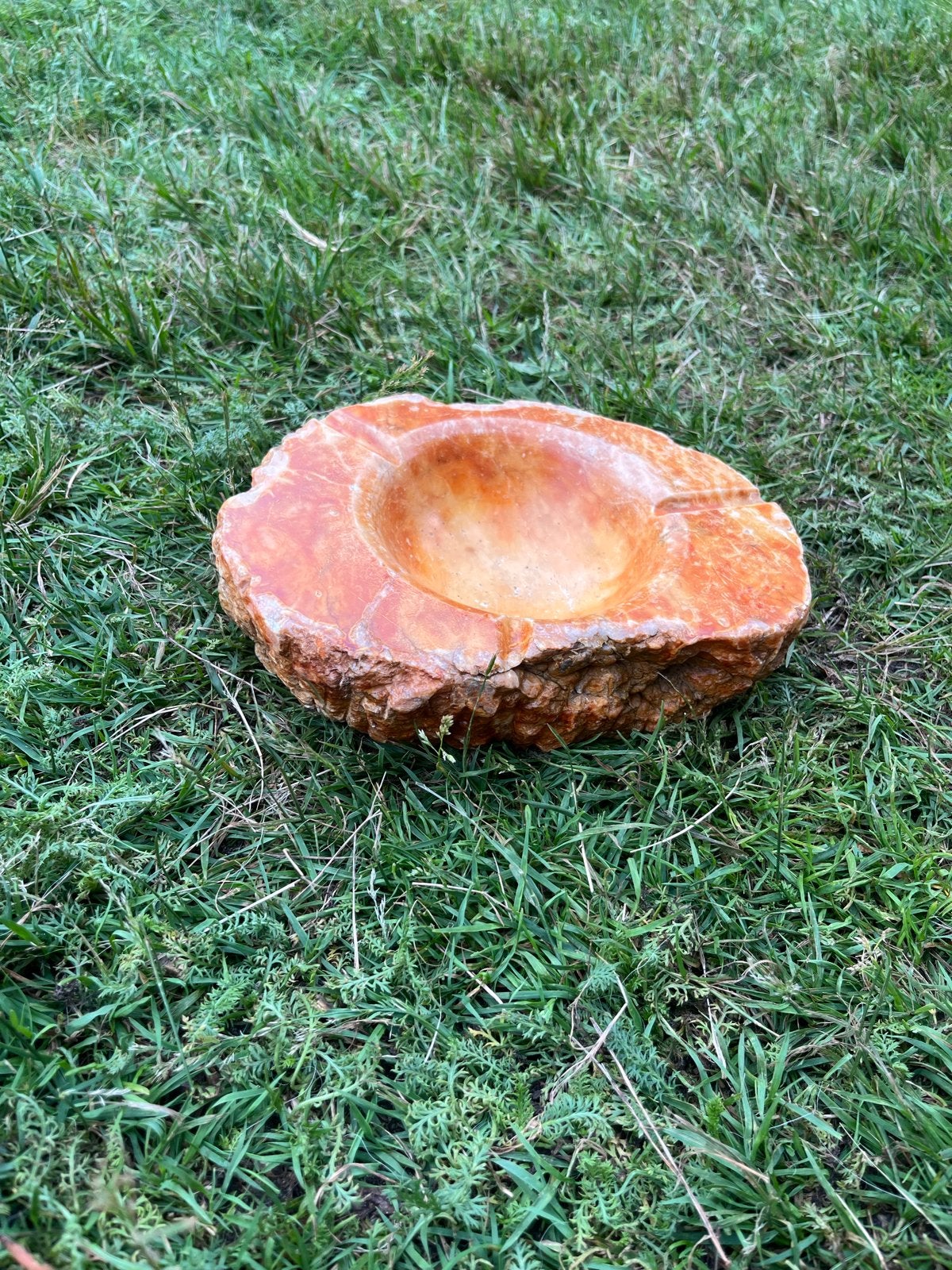 Unieke oranje stenen kandelaar - Natuurlijke uitstraling, Ophalen, Oranje, Zo goed als nieuw, Steen/keramiek