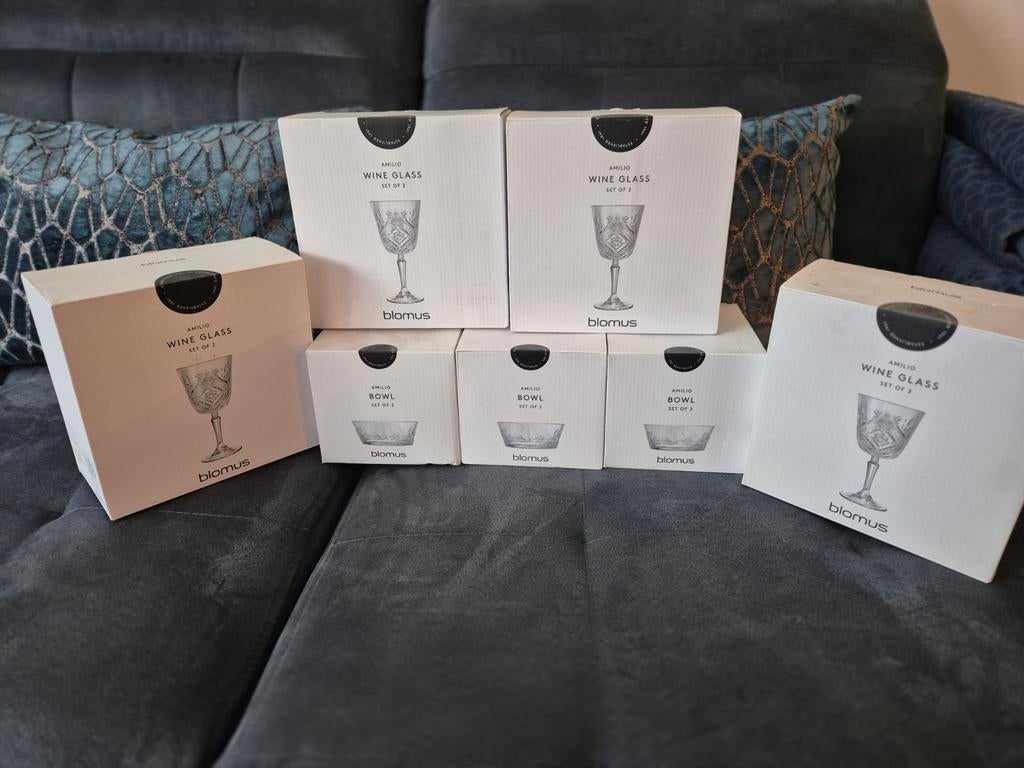 Blomus AMELIO Wijnglazen & Bowls Set - Nieuwstaat, Huis en Inrichting, Keuken | Servies, Ophalen, Glas of Glazen, Nieuw, Glas