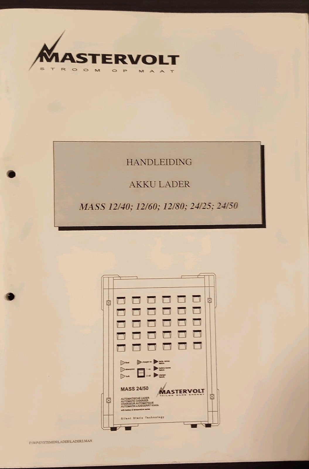 Mastervolt Acculader Handleiding (MASS 12/40,  en meer), Ophalen of Verzenden