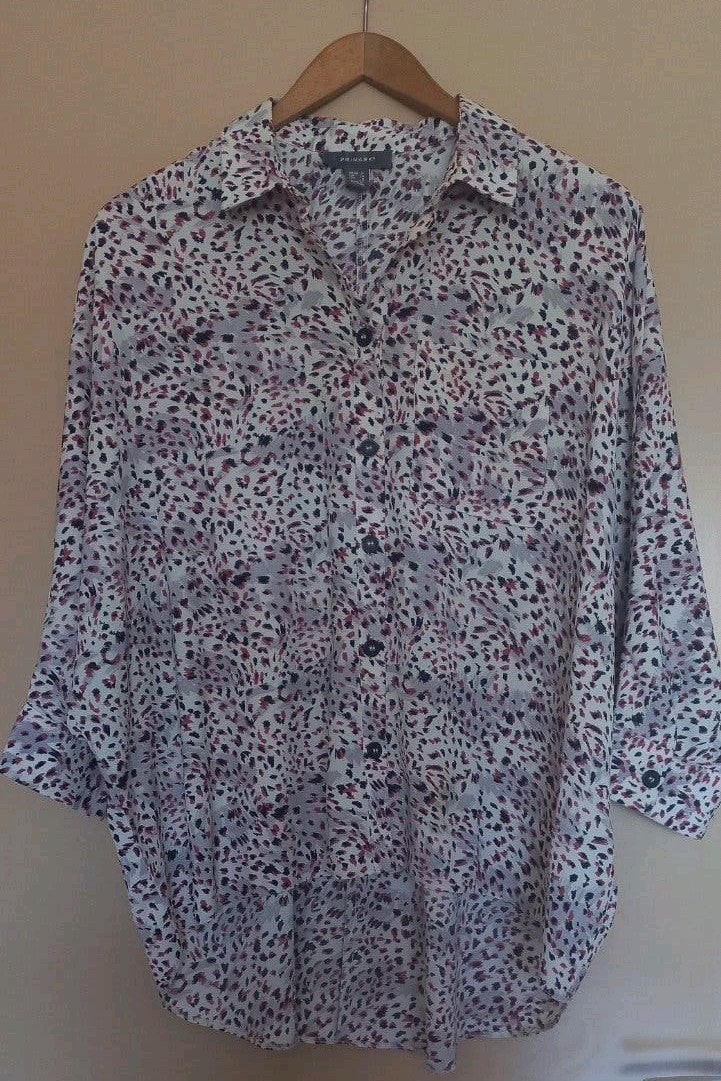 Blouse met panterprint en vleermuismouwen mt 40, Kleding | Dames, Maat 38/40 (M), Ophalen of Verzenden, Zo goed als nieuw, Meerkleurig