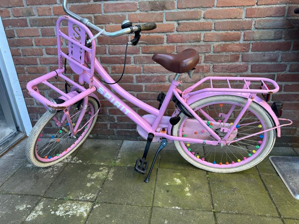 Roze Spirit kinderfiets met voordrager, Minder dan 47 cm, Ophalen of Verzenden, Gebruikt, Overige merken