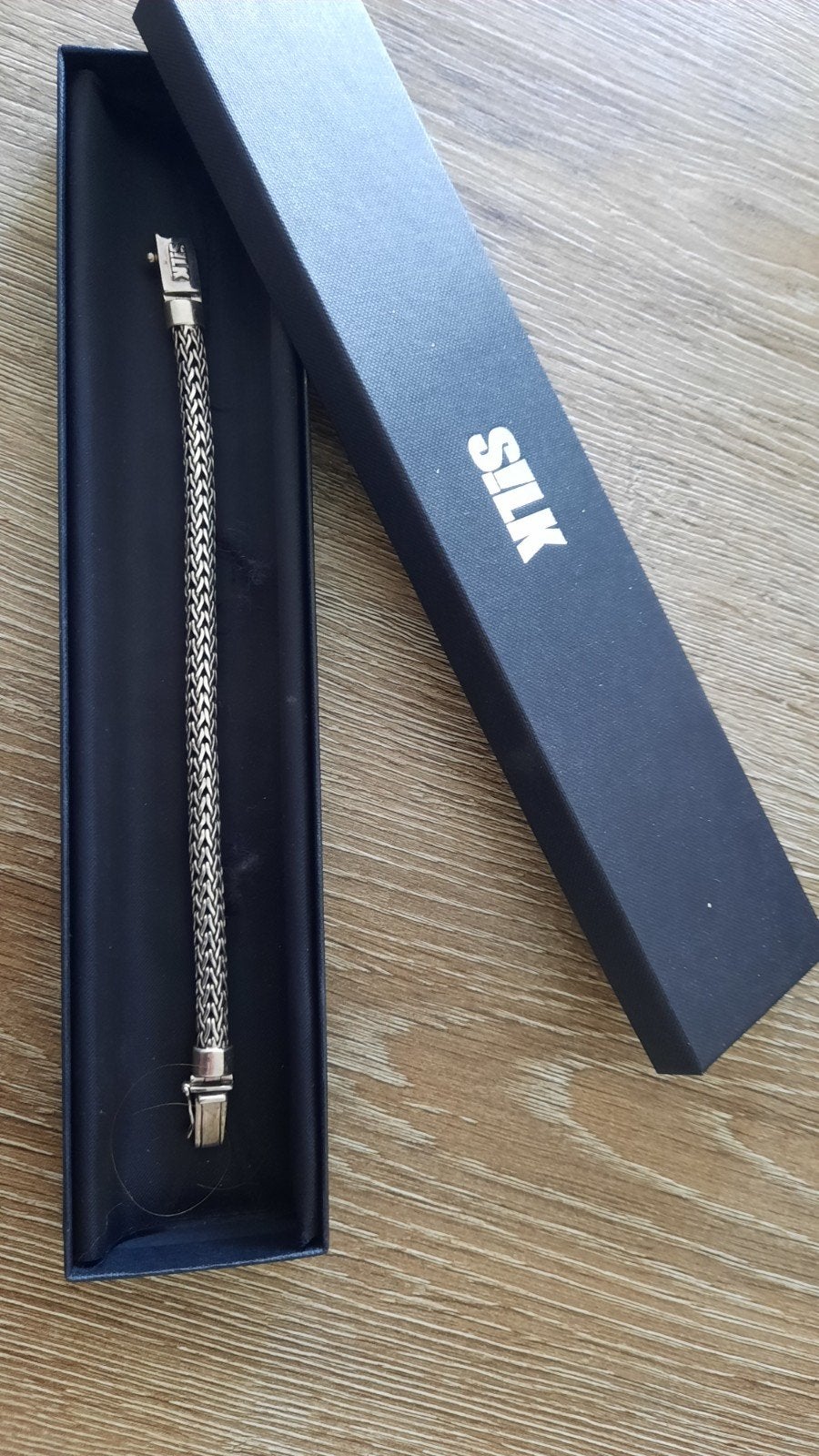 Silk armband zilver 20cm, Overige typen, Met doosje, Zo goed als nieuw, Ophalen
