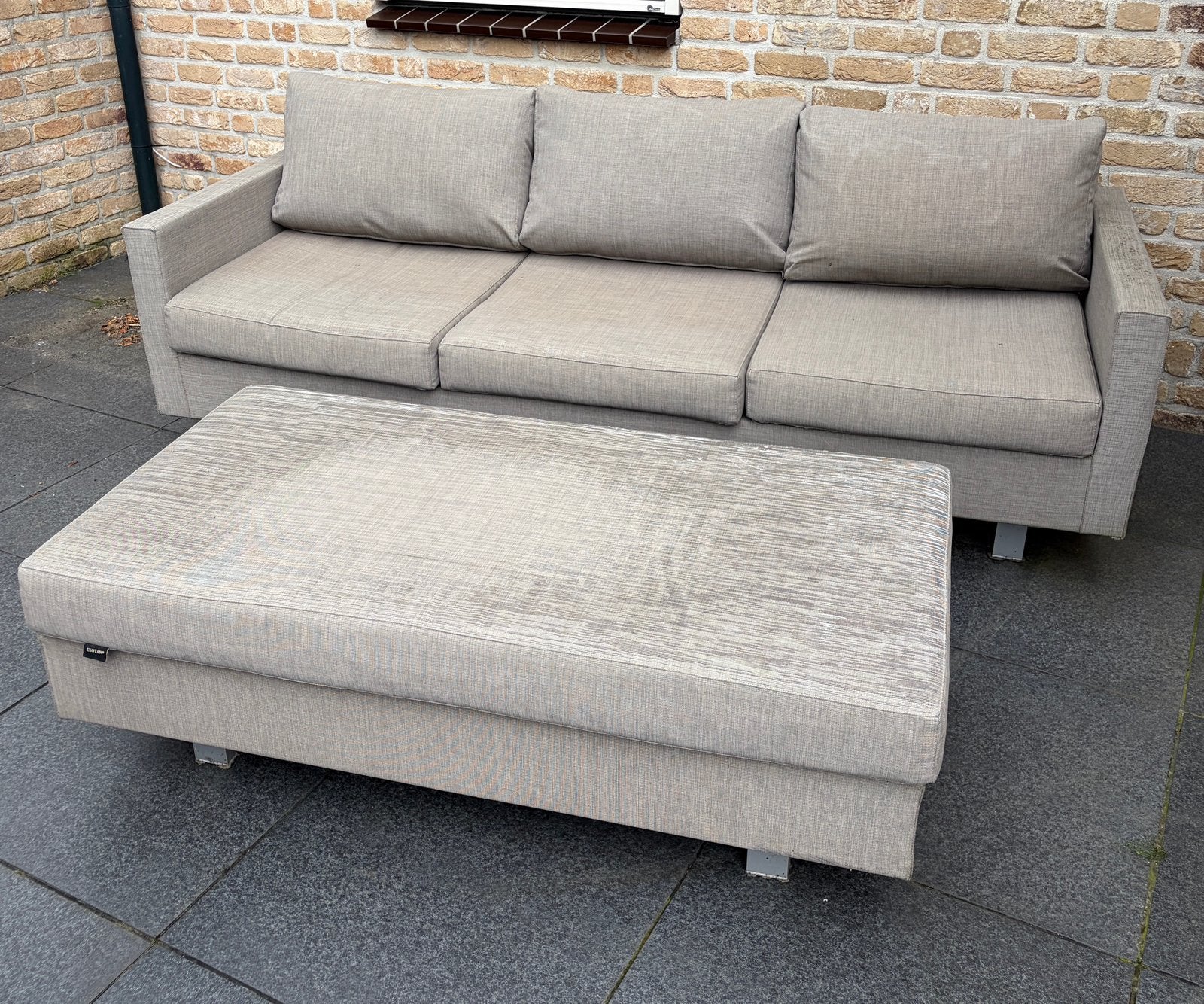 Loungebank met hocker, Tuin en Terras, Tuinsets en Loungesets, Ophalen, Overige materialen, Gebruikt, Bank