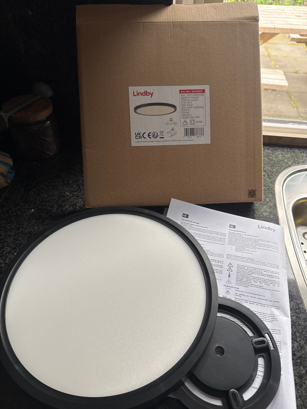 Lindby LED Plafondlamp - Nieuw in doos, 30 cm, Ophalen, Minder dan 50 cm, Nieuw, Minder dan 25 cm