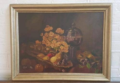 Heel oud olieverf stilleven wijnglas fruit v. Vaalen, Antiek en Kunst, Ophalen