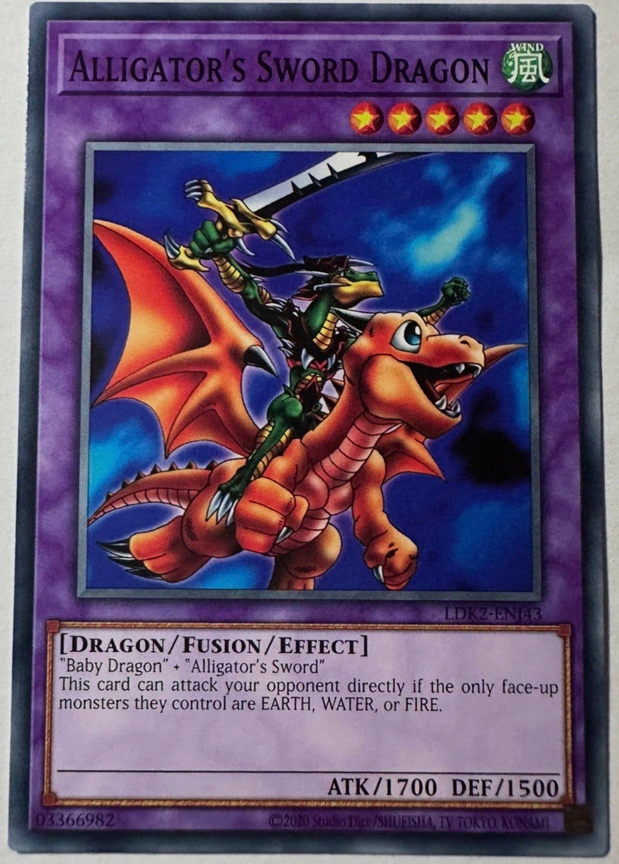 Yu-Gi-Oh! Alligator’s Sword Dragon Legendary Print !, Hobby en Vrije tijd, Ophalen of Verzenden, Zo goed als nieuw, Losse kaart