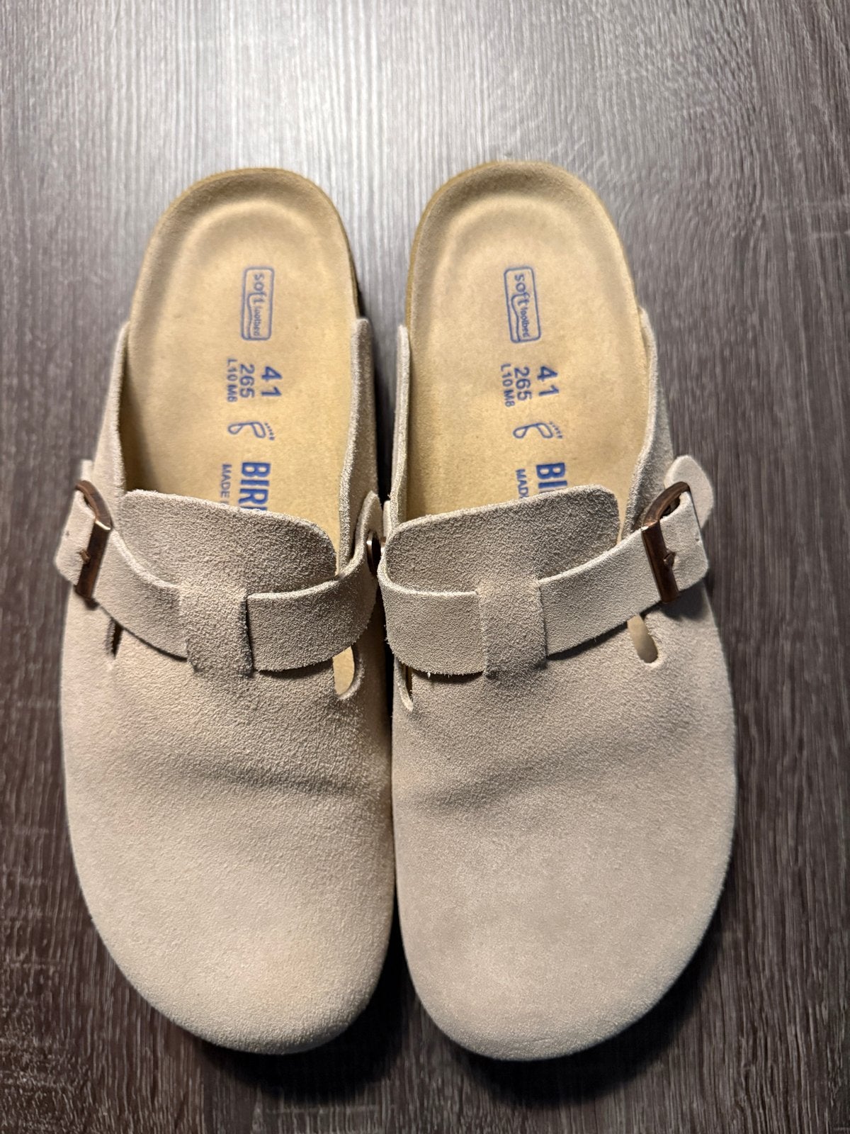 Birkenstock Boston Clogs - Beige Suède - Maat 41, Kleding | Dames, Ophalen of Verzenden, Zo goed als nieuw, Beige, Instappers