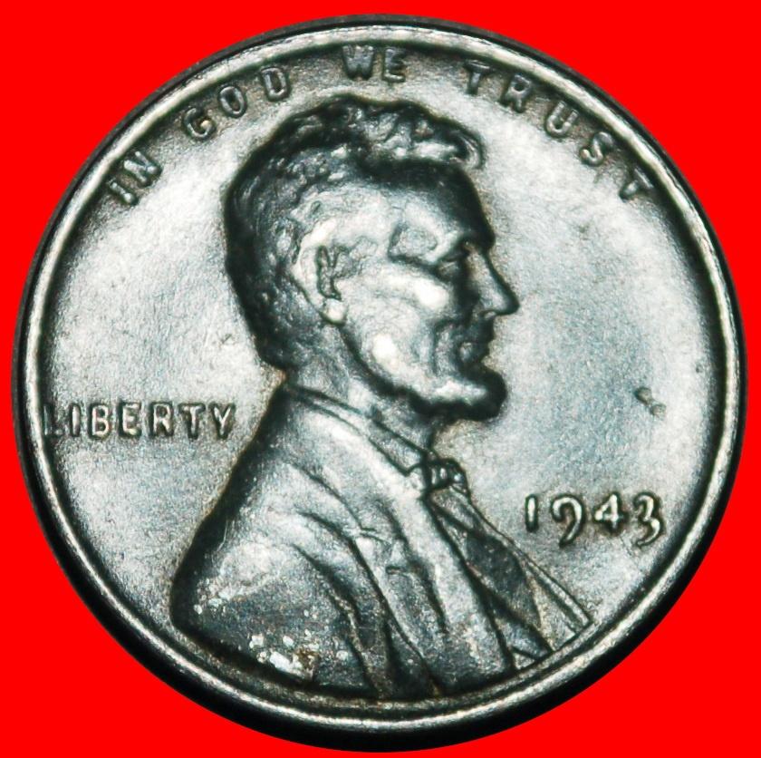 Ⰺ STEEL (1943-1944): USA 1 CENT 1943! LINCOLN (1809-1865), Ophalen of Verzenden, Noord-Amerika, Losse munt