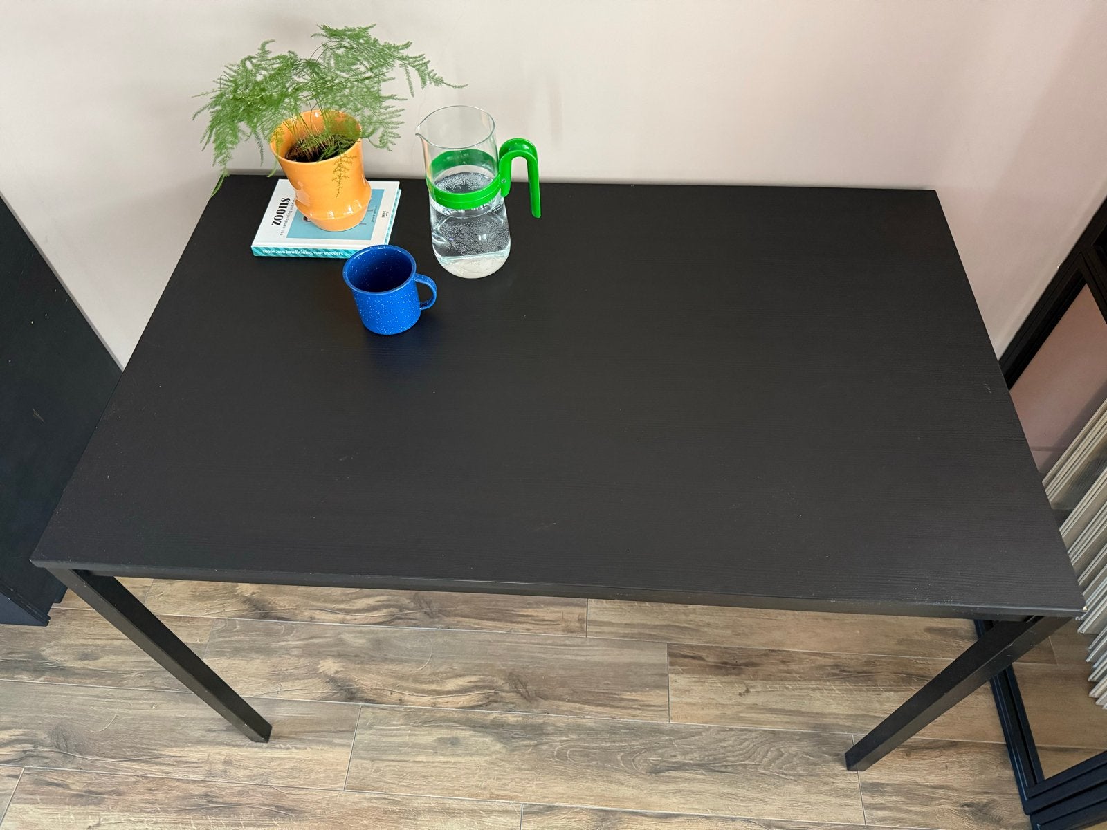 IKEA SANDSBERG Eettafel Zwart 110x67 cm, Gebruikt, 100 tot 150 cm, Metaal, Vier personen