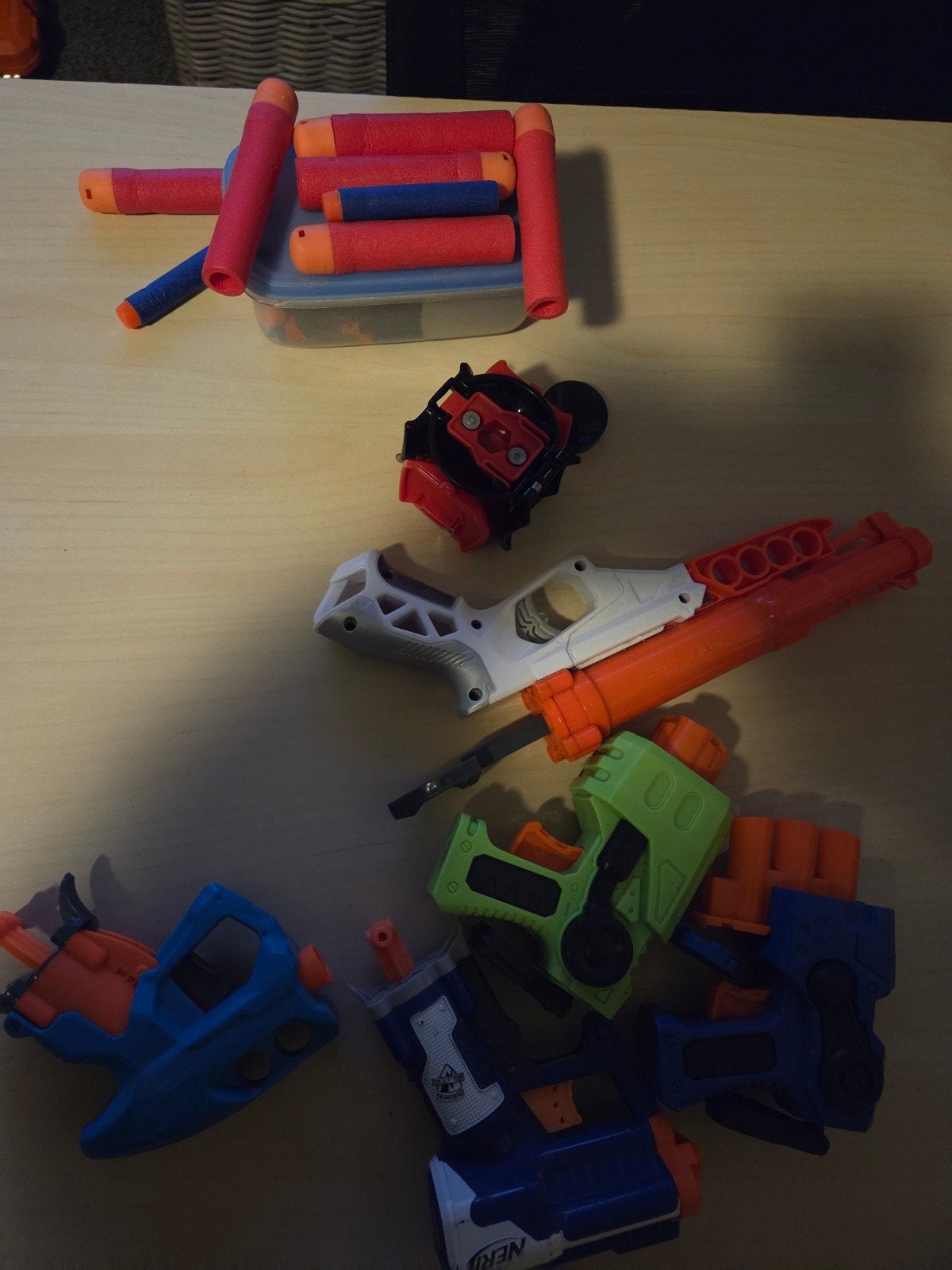 Leuke set speelgoedblasters (o.a. Nerf Doubledown incl. pijl, Ophalen of Verzenden, Gebruikt