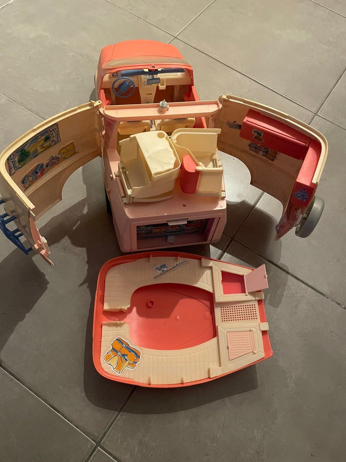 Barbie vintage camper en auto TEAB !, Ophalen of Verzenden, Gebruikt