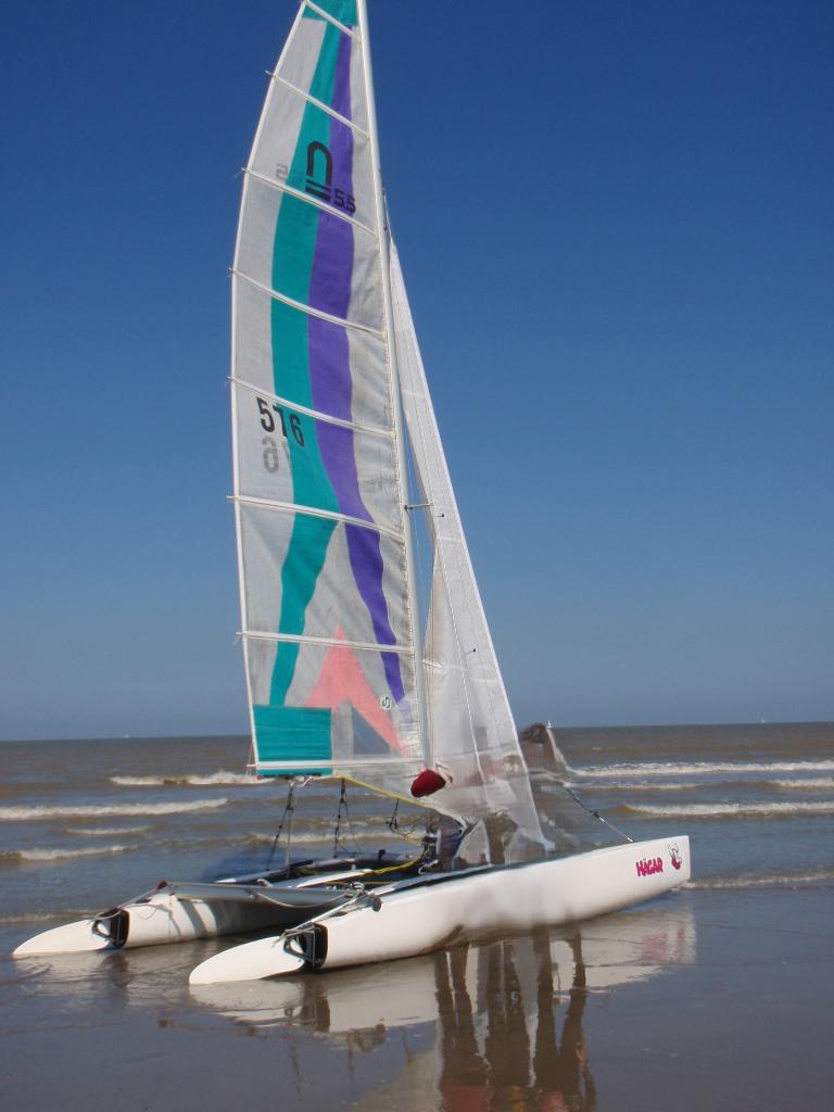 Mooie Nacra 5.5 met optioneel Trailer, Cattrax, Zeilkist, Ophalen, Gebruikt, 1 cm, Geen motor