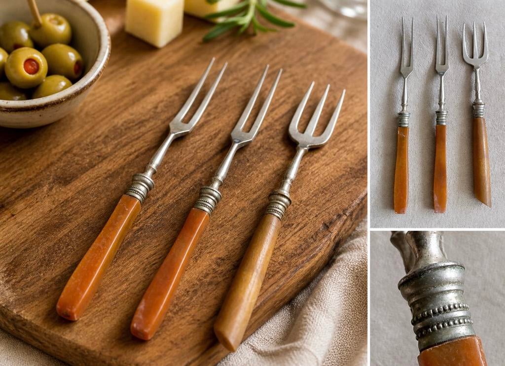 vintage cocktail-/borrelvorkjes / hors d’oeuvre vorkjes, Antiek en Kunst, Ophalen of Verzenden