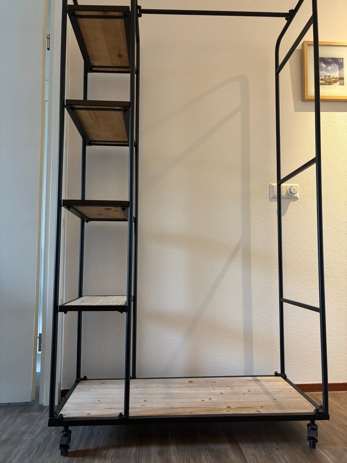 Verrijdbaar kledingrek met planken - 180x100x45 cm, Huis en Inrichting, Ophalen, Met plank(en), Gebruikt, 50 tot 100 cm