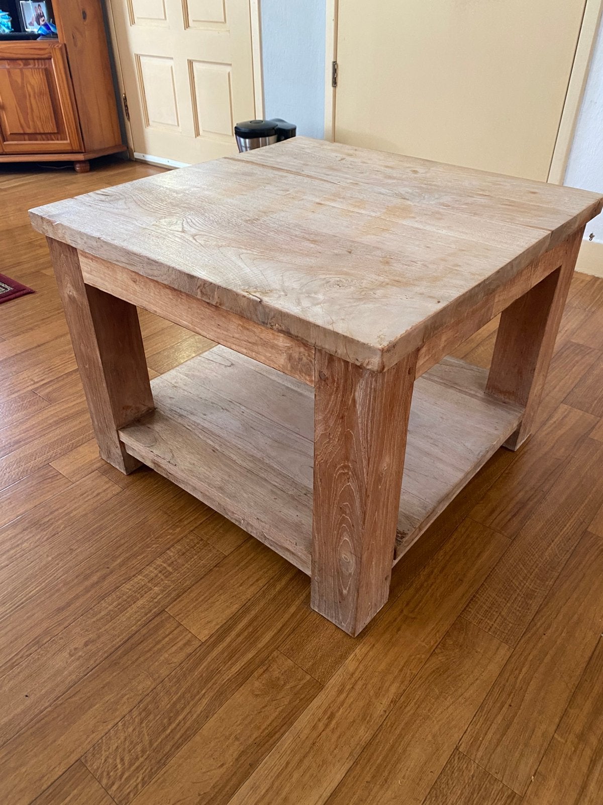 Teak houten salon tafel bijzet tafel, Ophalen, Zo goed als nieuw, Vierkant, 50 tot 100 cm
