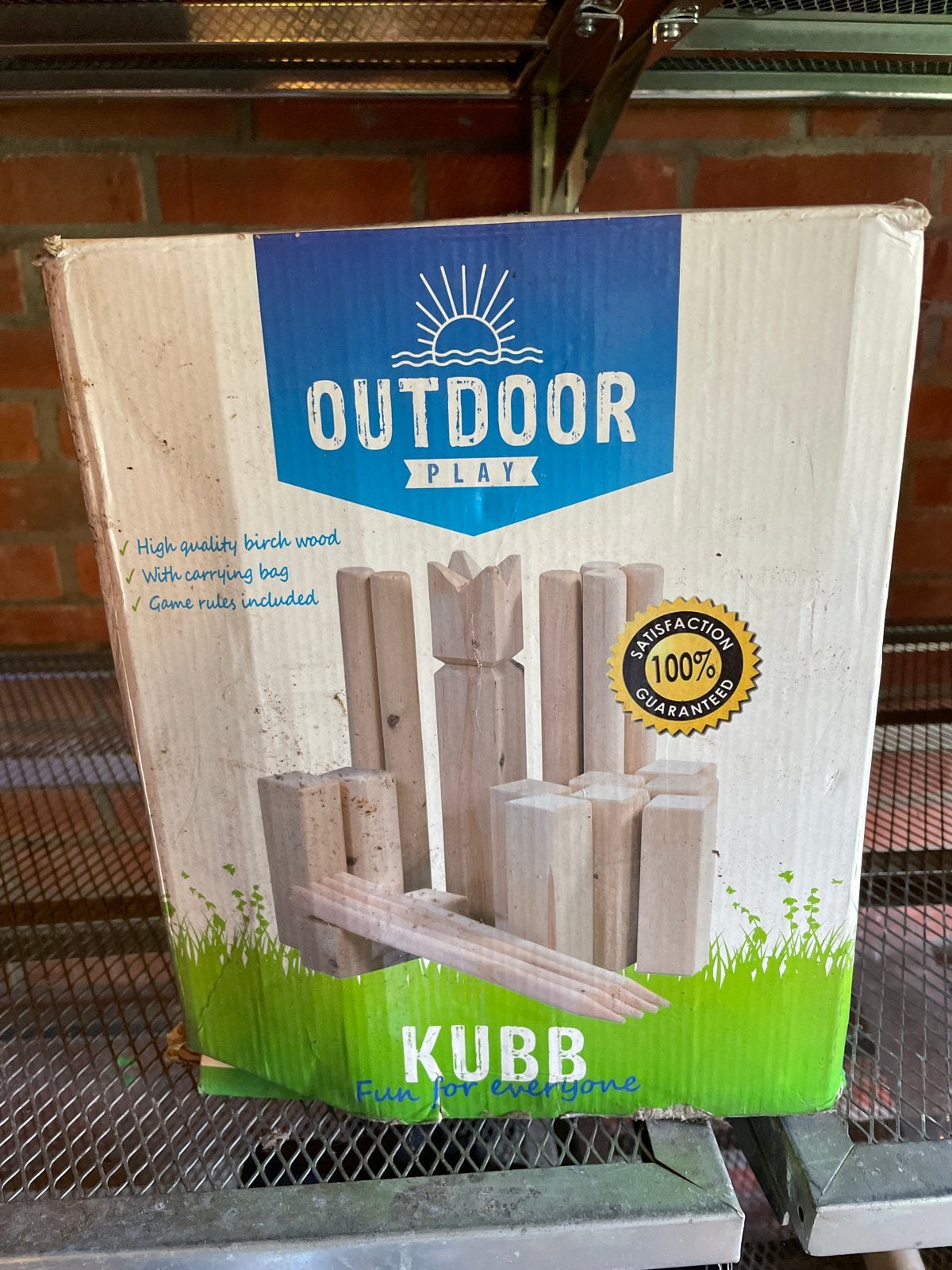 Outdoor Play Kubb spel - Houten werpspel met draagtas, Ophalen of Verzenden, Gebruikt