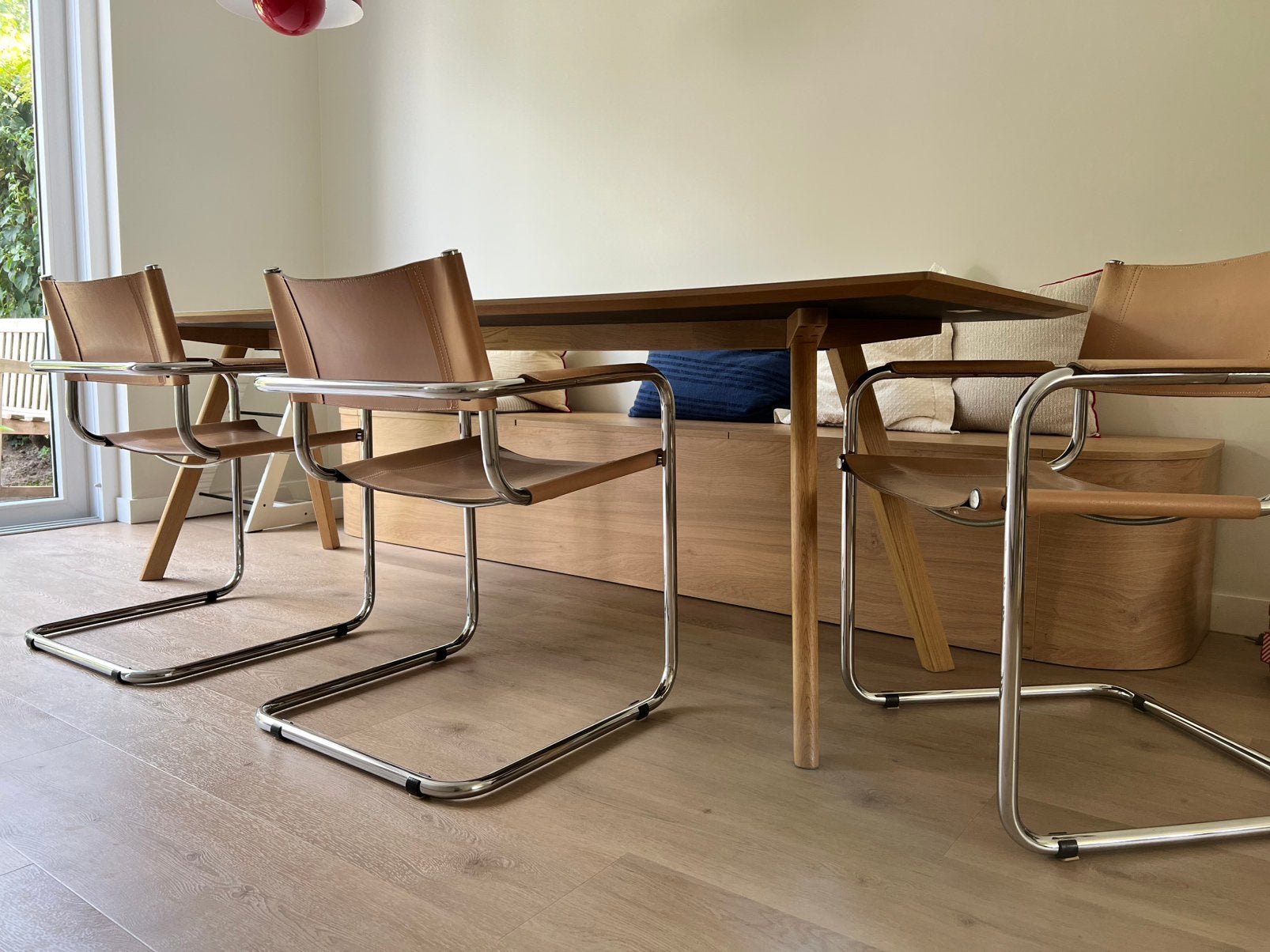 3 Buisframe stoelen Mart Stam Bauhaus, Huis en Inrichting, Stoelen, Ophalen, Gebruikt, Design, Leer