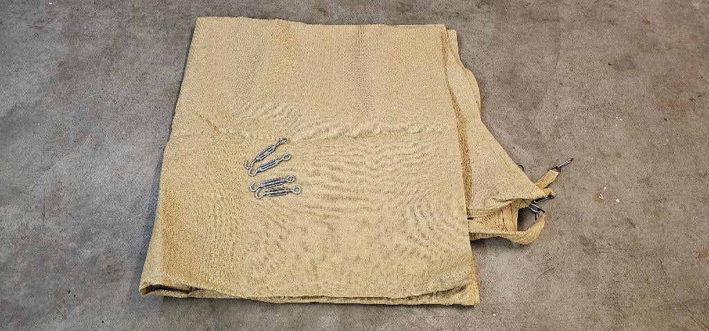 Schaduwdoek 4x4m Zand Beige met Bevestigingsmateriaal, Ophalen