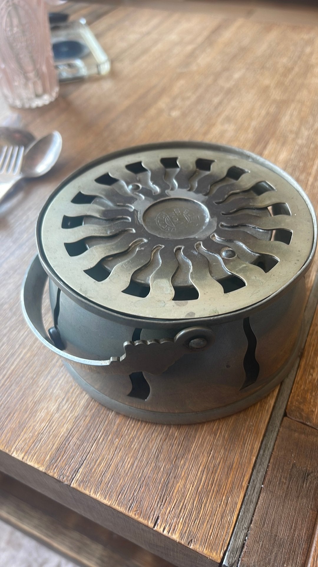 Vintage Industriële Hanglamp – Kurz Tiel (Upcycled Rechaud), Ophalen, Metaal
