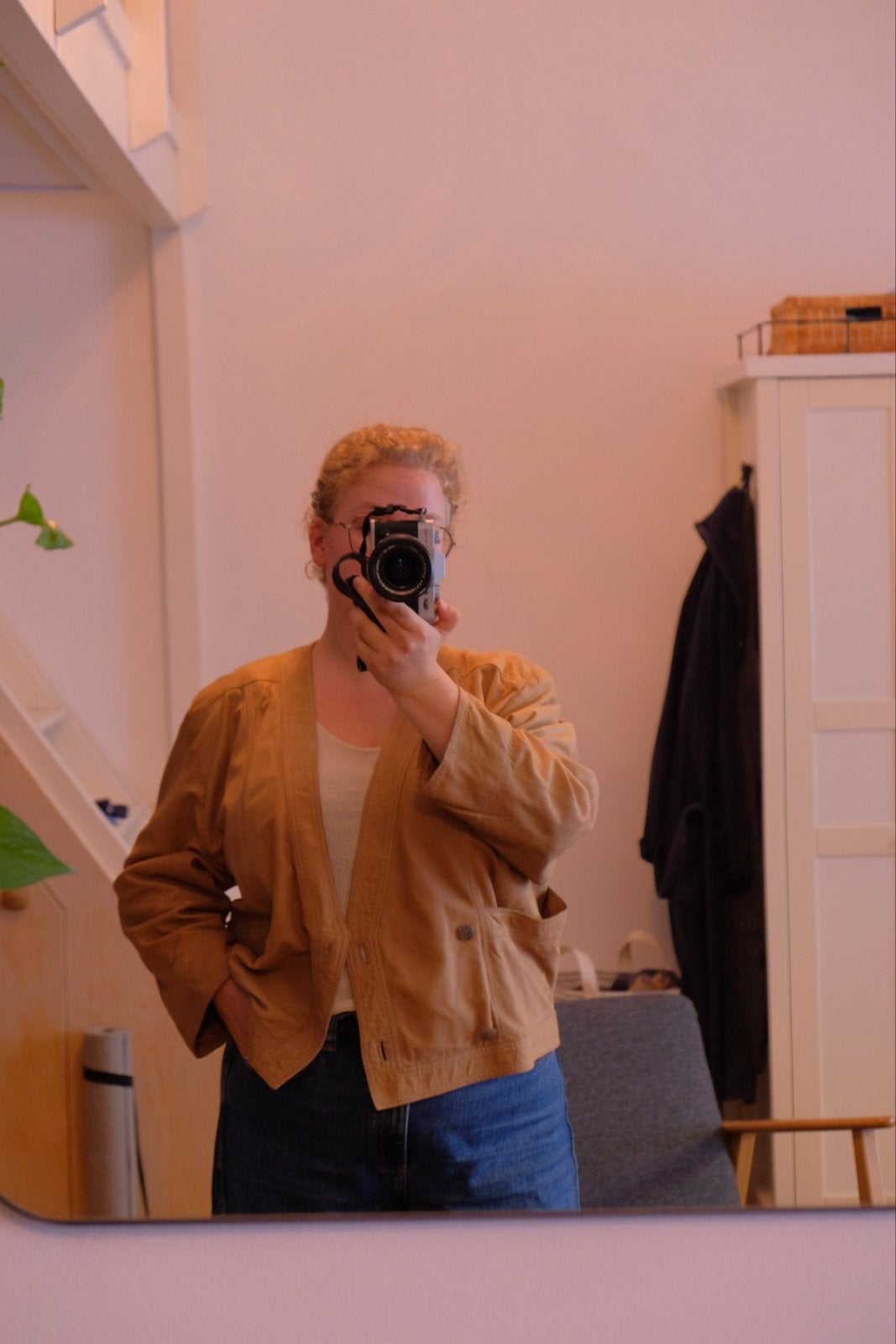 Vintage leren Karl Lagerfeld Jasje - Maat 42, Beige, Maat 42/44 (L), Ophalen of Verzenden, Jasje