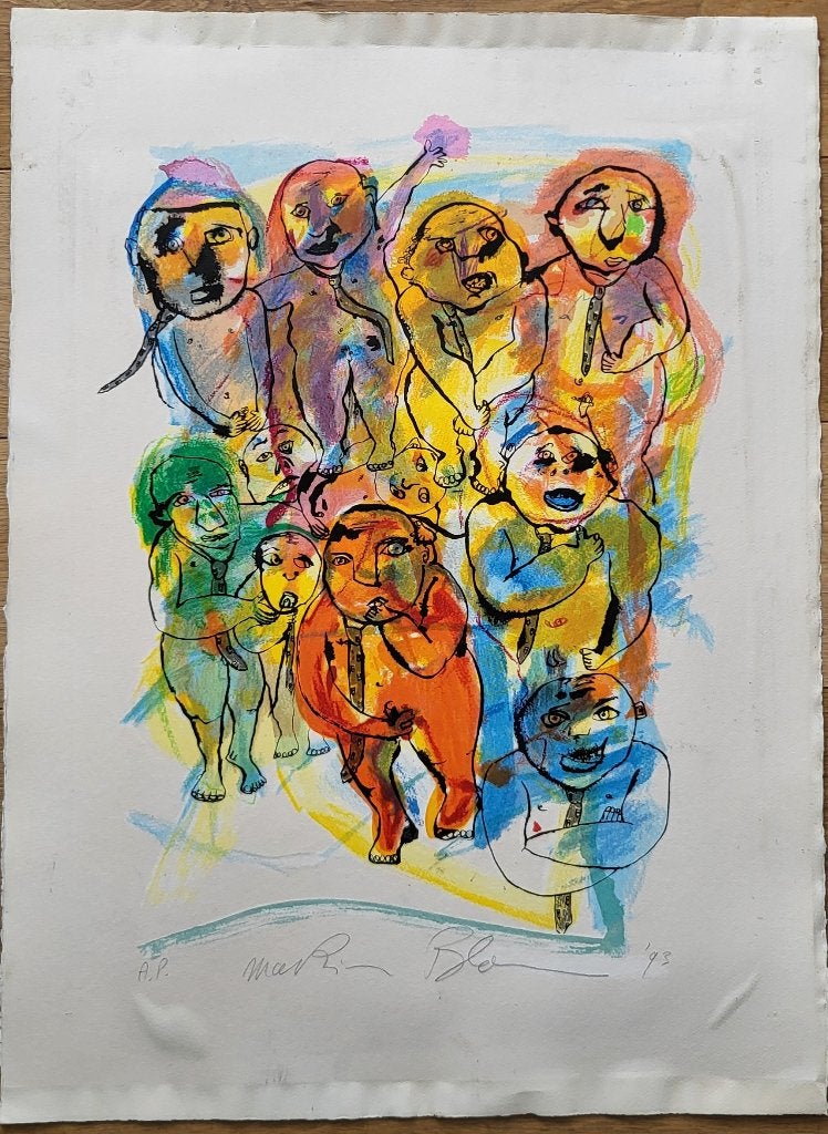 Marion Bloem zeefdruk 1993 A.P., Antiek en Kunst, Gelimiteerde oplage, Lithografie, Ophalen, Personages en Fantasiefiguren