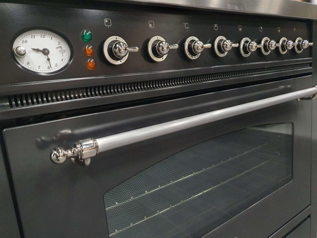 Luxe Boretti Fornuis 90cm antraciet + rvs 6 pits 1 oven, Niet ingevuld, 60 cm of meer, Niet ingevuld, Ophalen of Verzenden